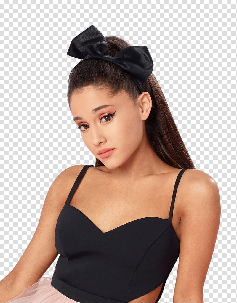 Ariana Grande, woman wearing black spaghetti strap top transparent background PNG clipart