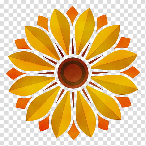 Flower Common daisy Silhouette Pansy Aster, Watercolor, Paint, Wet Ink, Yellow, Petal, Orange, Circle transparent background PNG clipart