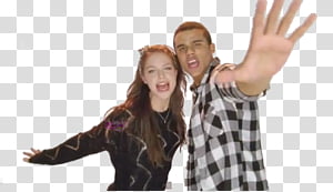 woman and man standing and raising hands transparent background PNG clipart thumbnail