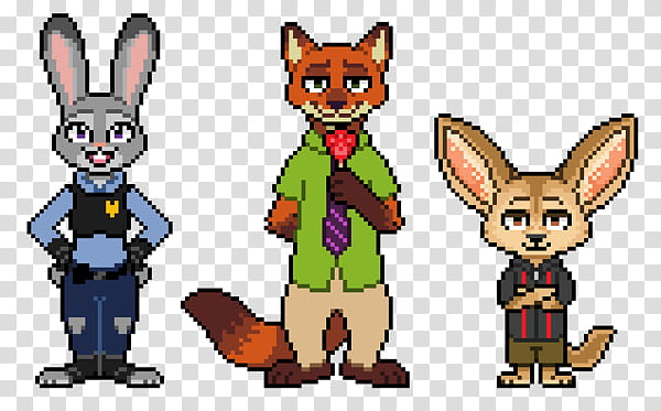Zootopia pixels, Judy, Nick, Finnick transparent background PNG clipart