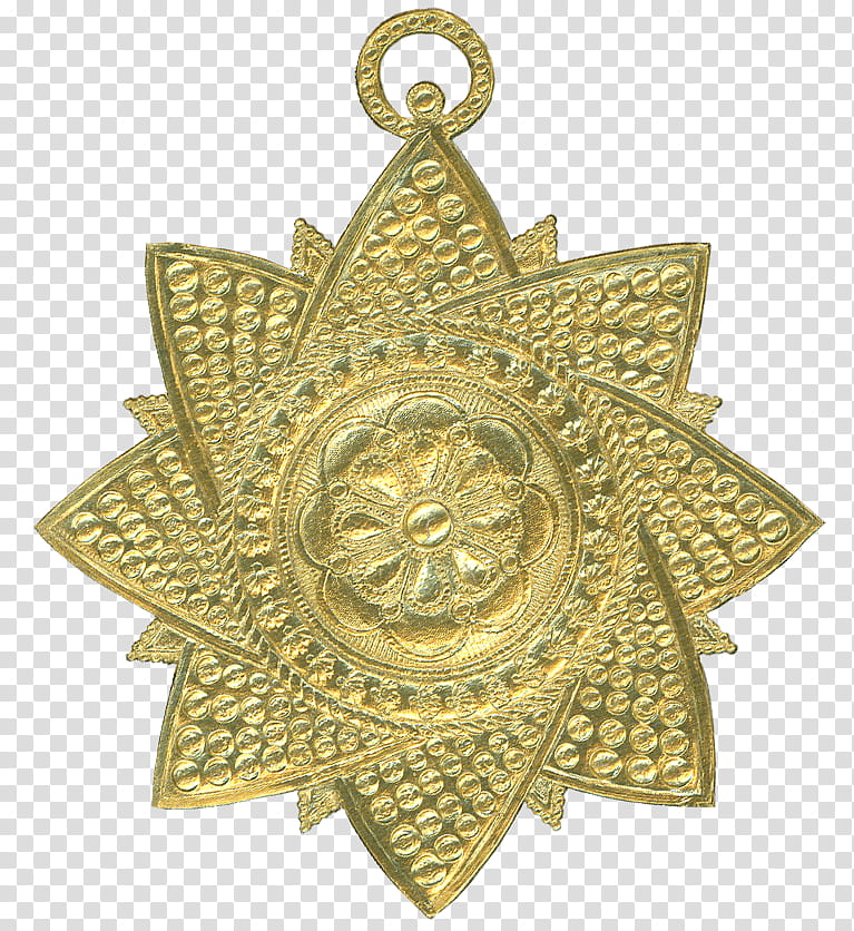 German Dresden Gold Paper Medallion Ornament  transparent background PNG clipart