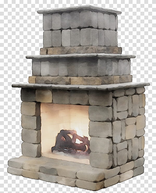 hearth fireplace masonry oven chimney wood-burning stove, Watercolor, Paint, Wet Ink, Woodburning Stove, Heat, Rock transparent background PNG clipart