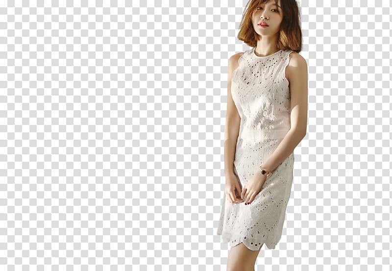 EXID HANI Instyle P, woman wearing white sleeveless dress transparent background PNG clipart