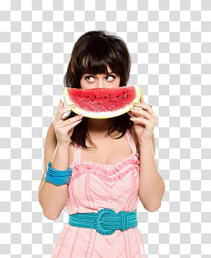 Katy Perry, Katy Perry holding sliced water melon transparent background PNG clipart
