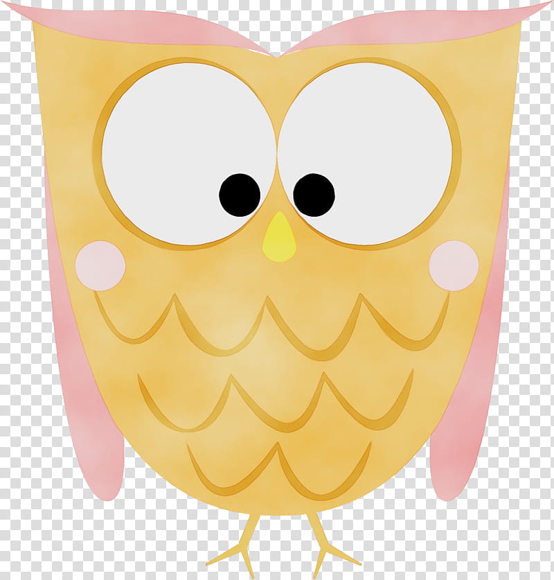 Watercolor, Paint, Wet Ink, Owl, Cartoon, Yellow, Beak, Noncommercial transparent background PNG clipart