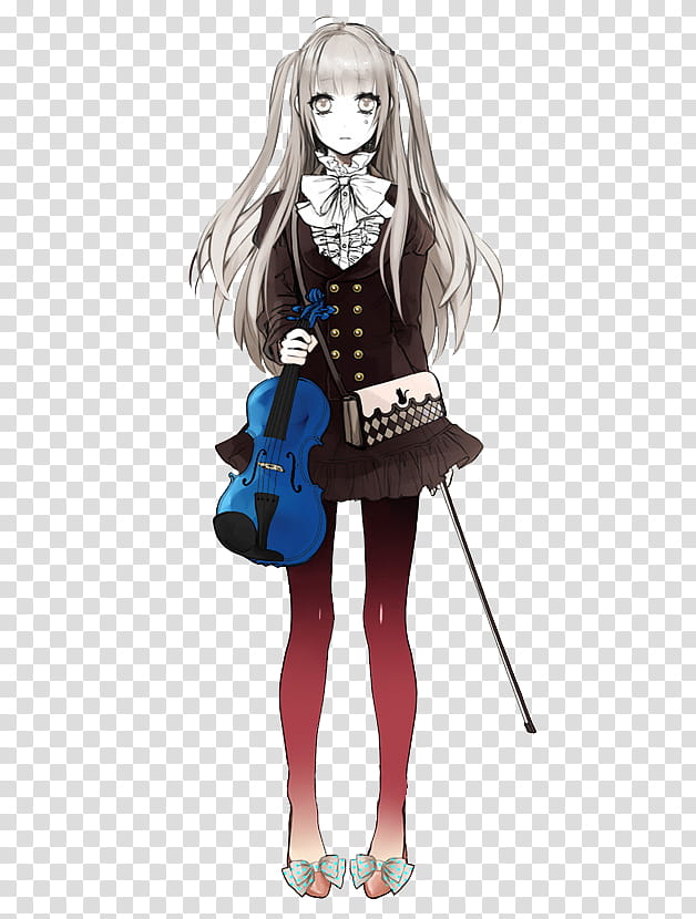 cartoon female gray hair with violin transparent background PNG clipart