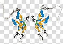 Earrings Set , pair of yellow-and-blue butterfly hook earrings transparent background PNG clipart