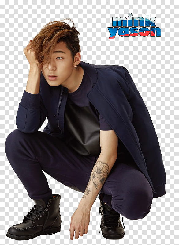 Renders with Zico of Block B, man wearing blue zip-up jacket transparent background PNG clipart