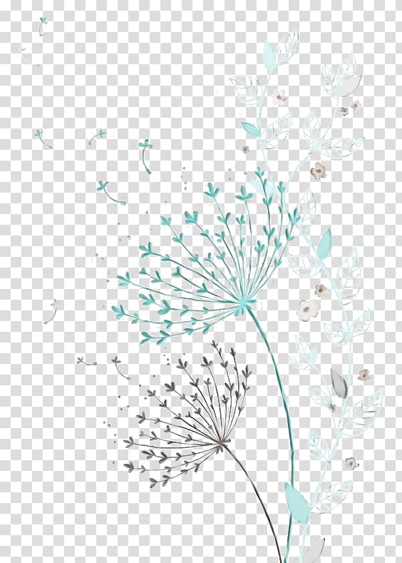 plant leaf flower line dandelion, Watercolor, Paint, Wet Ink, Pedicel, Wildflower, Plant Stem transparent background PNG clipart