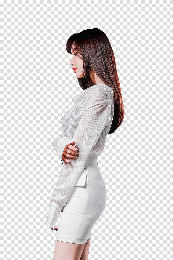 HYEMI, woman holding her elbow transparent background PNG clipart