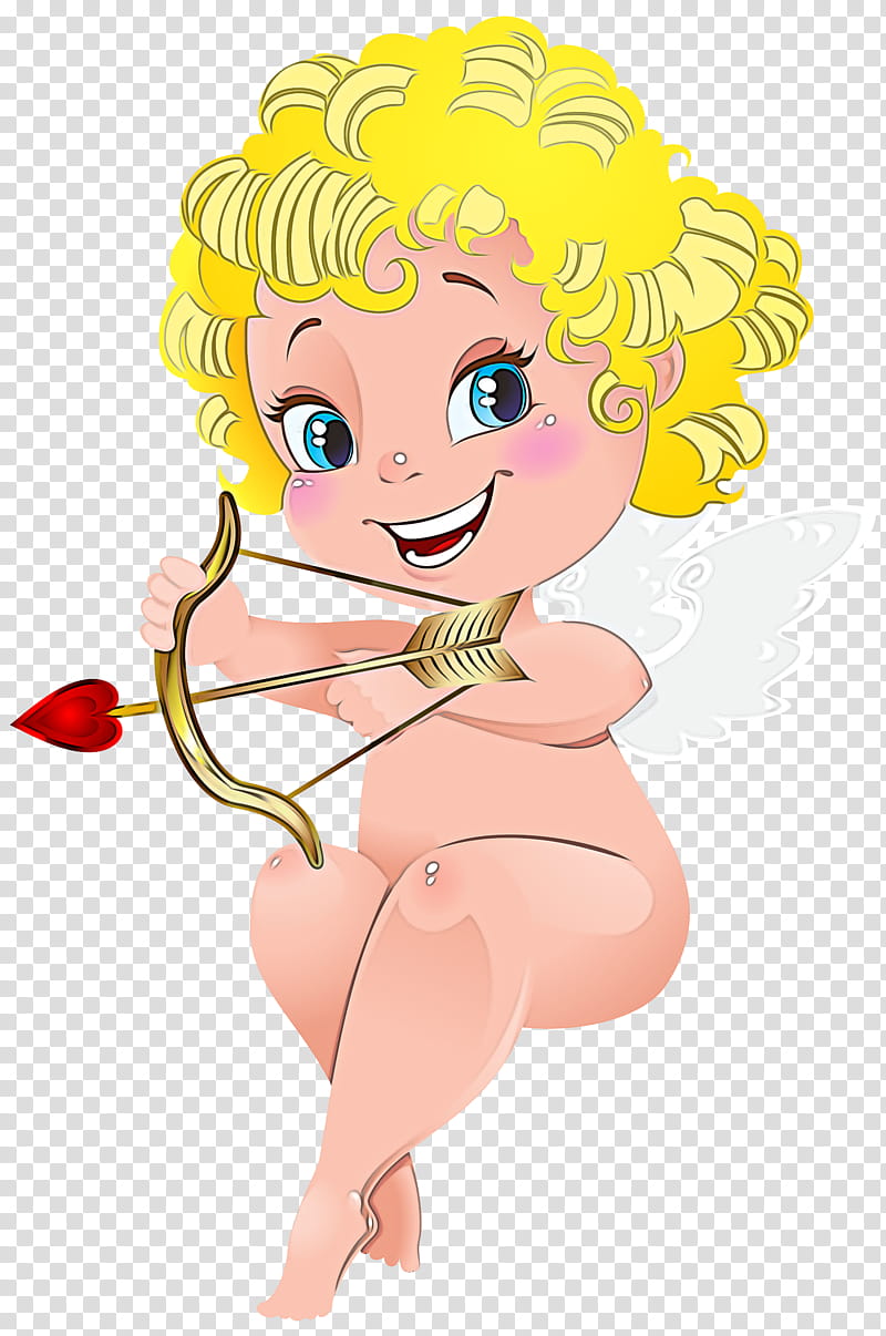cartoon blond finger smile cupid, Cartoon transparent background PNG clipart