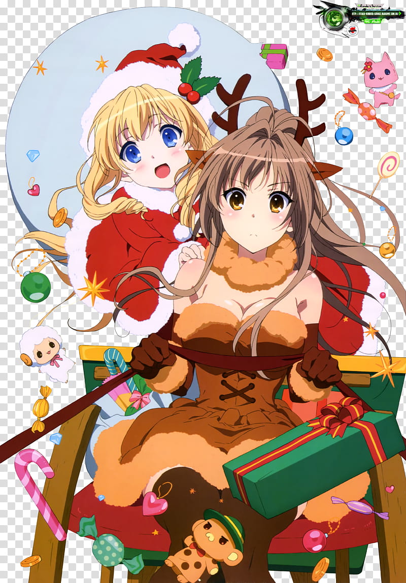 Amagi Brilliant Park Sento Isuzu Latifah X mas, two women anime characters transparent background PNG clipart