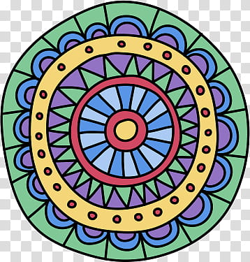 Cute Circles , yellow, purple, and green mandala flower illustration transparent background PNG clipart