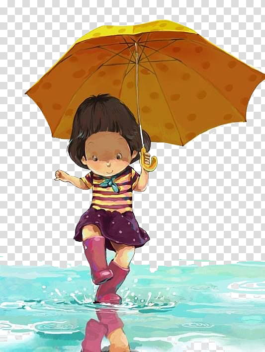 Child, Rain, Afrikaans, 2018, Cartoon, Drawing, Umbrella, Orange transparent background PNG clipart
