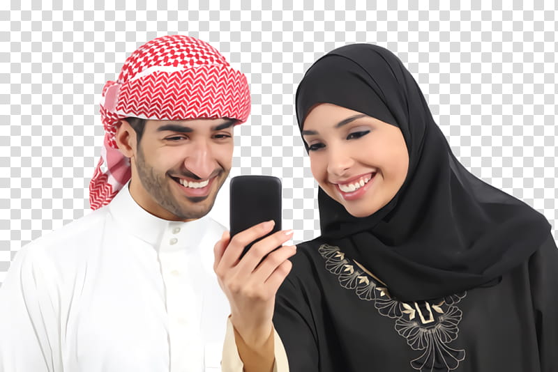 Couple, Arabs, Arabic Language, Featurepics, grapher, Headgear, Technology, Gadget transparent background PNG clipart