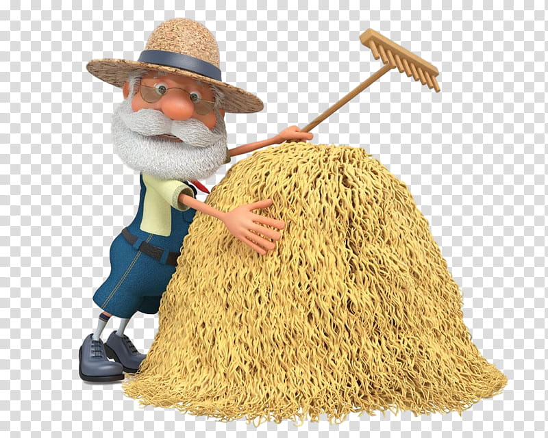 straw hay household cleaning supply broom, Farmer, Cartoon, Old Man transparent background PNG clipart
