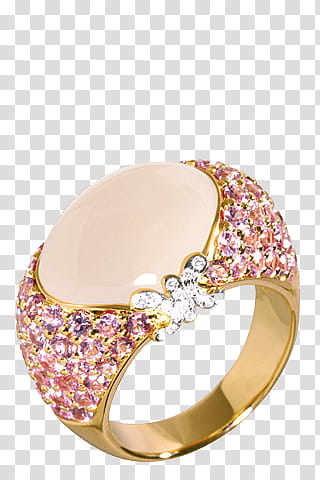 Embellishment in, gold-colored pink and white gemstones ring transparent background PNG clipart