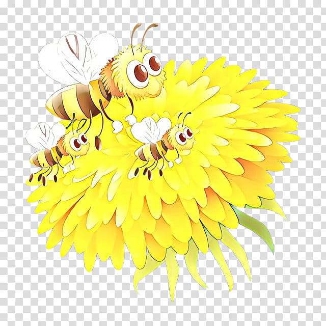 Flowers, Bee, Cartoon, Honey Bee, Drawing, Yellow, Cut Flowers, Plant transparent background PNG clipart