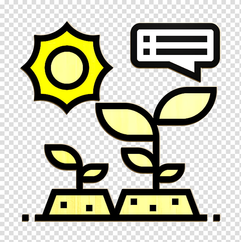 Astronautics Technology icon Sun icon Plants icon, Yellow, Text, Line, Symbol, Logo, Line Art transparent background PNG clipart