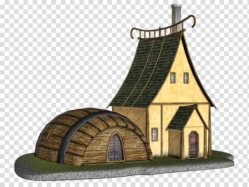 Quirky Fairytale House , brown and green house art transparent background PNG clipart