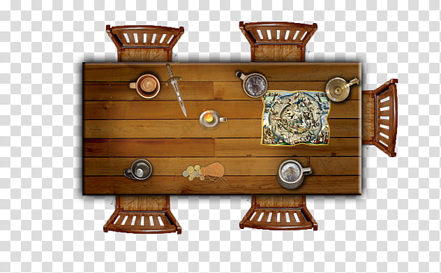 RedThorn Tavern Furnishings Art, rectangular brown wooden dining table and four chairs transparent background PNG clipart