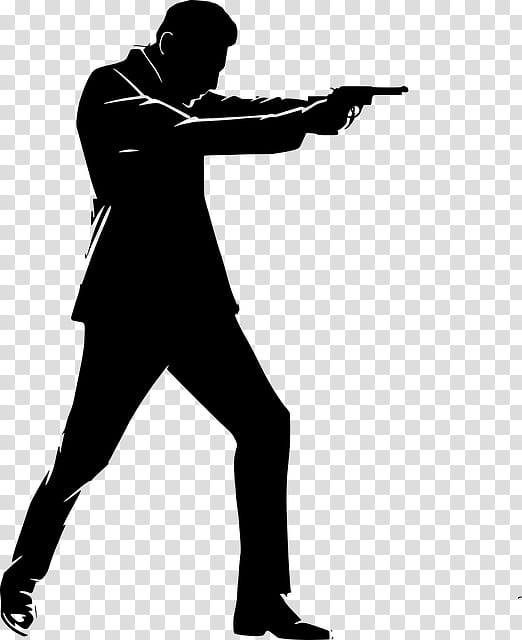 Gun, Silhouette, Detective, Film, Standing, Shooting Sport, Recreation, Solid Swinghit transparent background PNG clipart