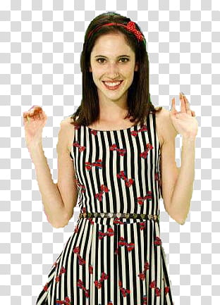 Lodovica Comello, girl wearing white and red striped sleeveless dress transparent background PNG clipart