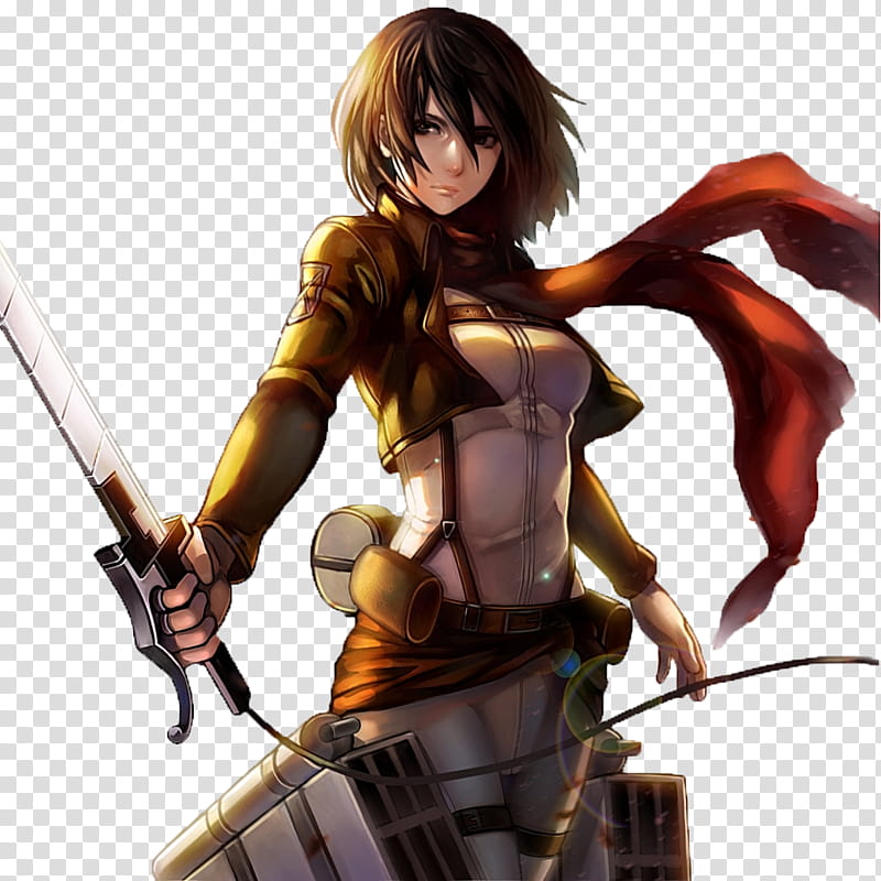 Mikasa Ackerman Render O Shingeki no Kyojin, woman holding sword transparent background PNG clipart