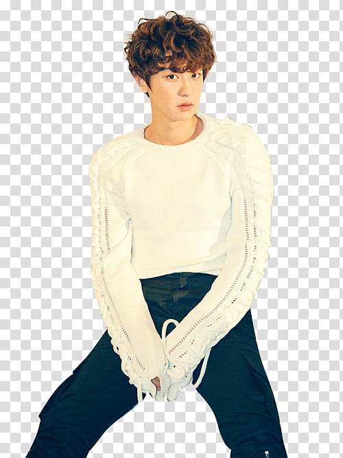 Exo Chanyeol , man wearing white long-sleeved shirt and green bottoms transparent background PNG clipart