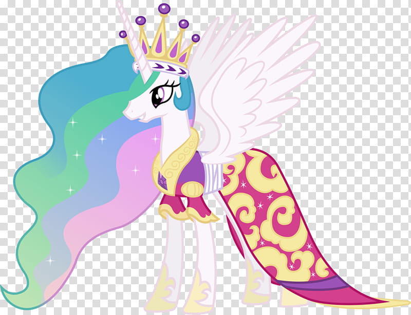 Princess Celestia&#;s Coronation Dress, multicolored unicorn with wings illustration transparent background PNG clipart