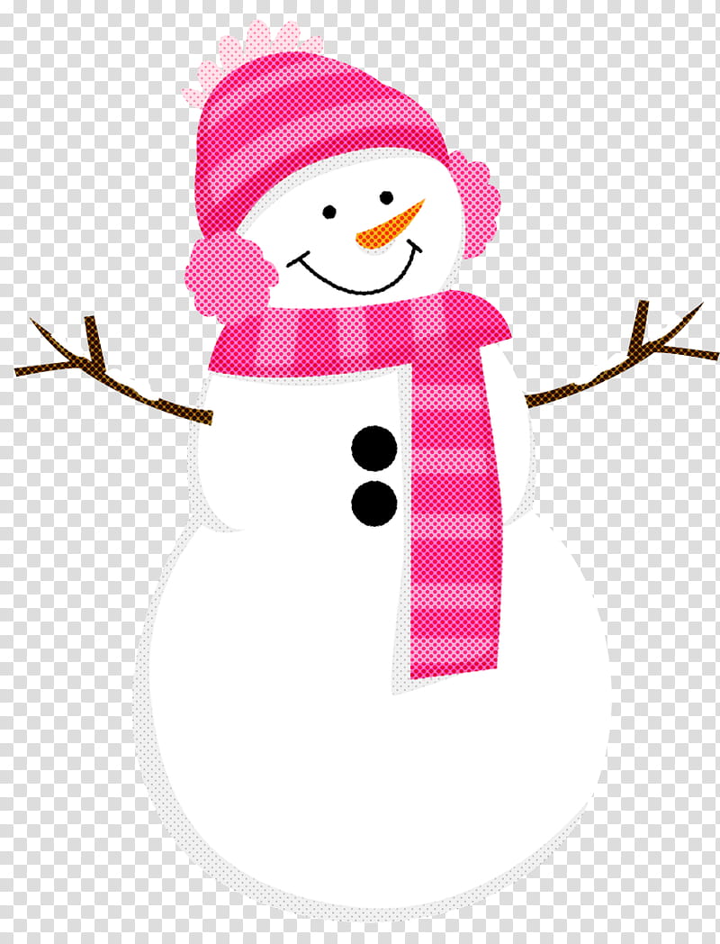 Snowman, Cartoon, Pink, Smile transparent background PNG clipart