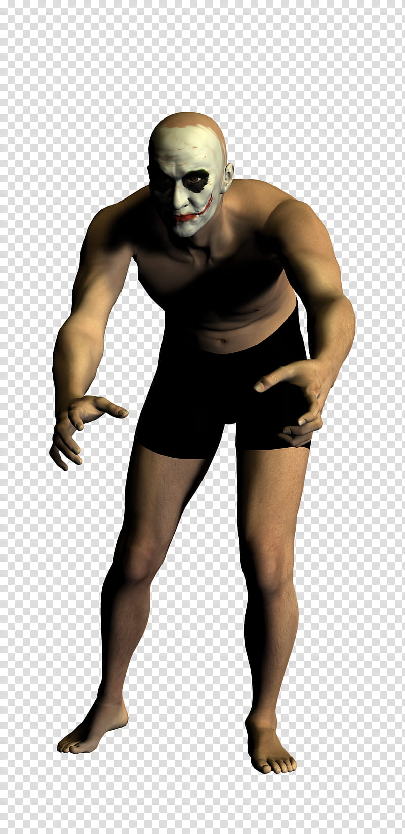 ClownFace , man wearing Joker mask and black boxer short transparent background PNG clipart