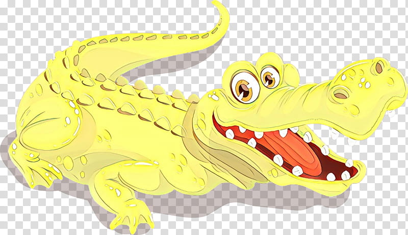 crocodile crocodilia animal figure reptile alligator, Cartoon, Yellow, Jaw, Nile Crocodile, Mouth transparent background PNG clipart