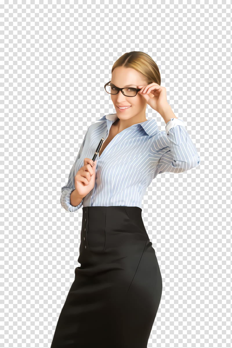 Glasses, White, Shoulder, Eyewear, Arm, Standing, Businessperson, Pencil Skirt transparent background PNG clipart