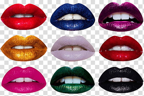 RNDOM, nine assorted-color lips transparent background PNG clipart