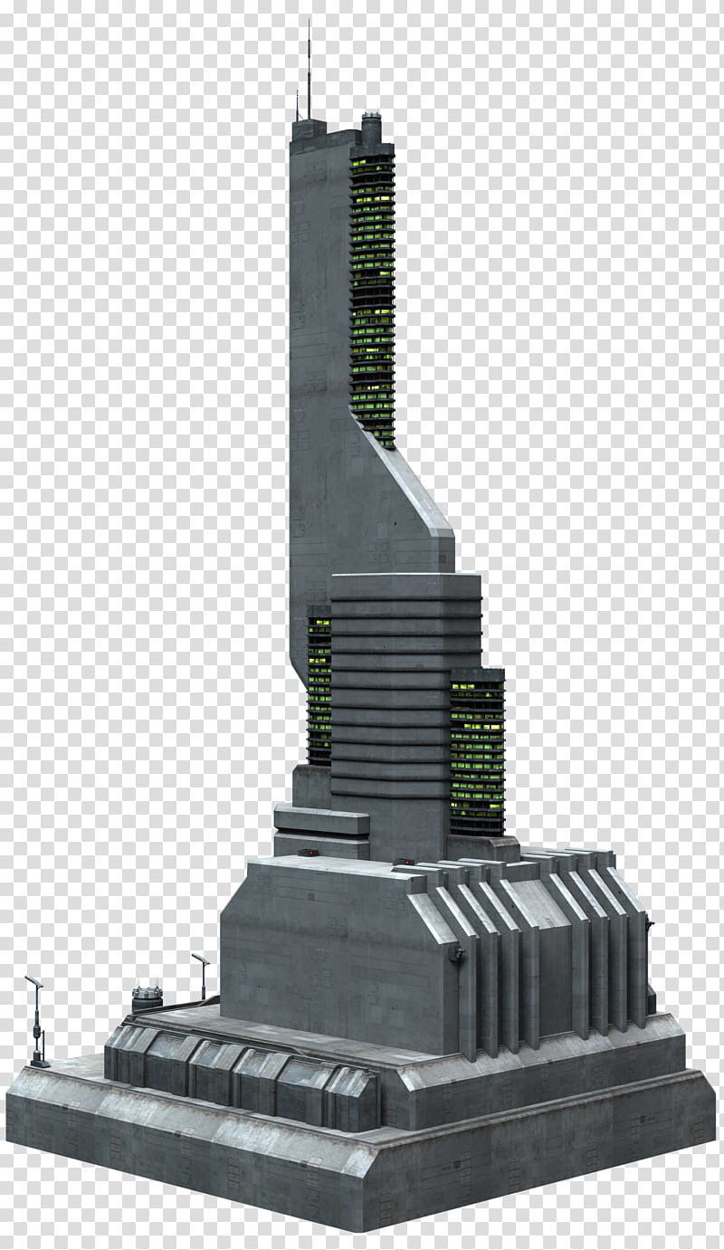Scifi Building Series, gray high-rise building illustration transparent background PNG clipart