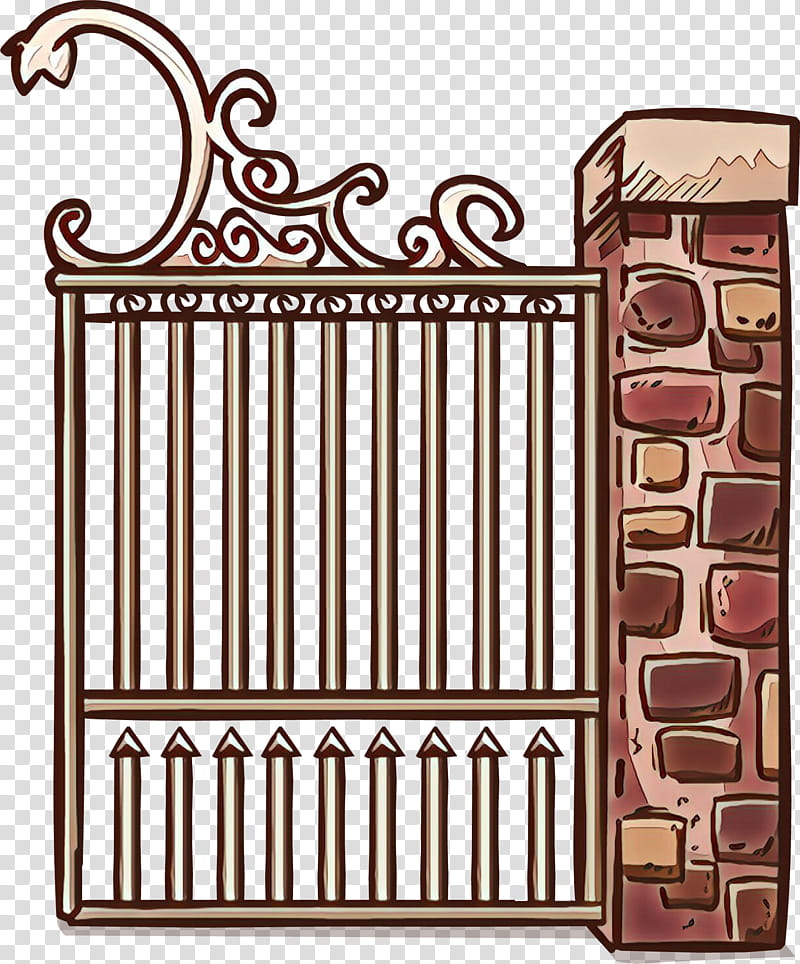 House, Cartoon, Gate, Iron, Wrought Iron, Gatepost, Fence, Metal transparent background PNG clipart