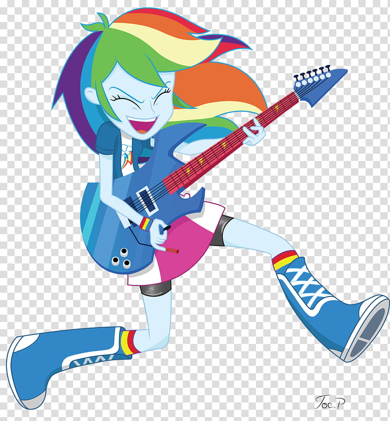 Equestria Girls Rainbow Dash, Jump Rock, girl playing electric guitar illustration transparent background PNG clipart