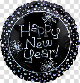 Happy New Year , round black and white happy new year transparent background PNG clipart