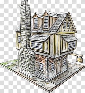 property house home architecture building, Watercolor, Paint, Wet Ink, Real Estate, Roof, Log Cabin, Cottage transparent background PNG clipart thumbnail