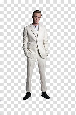 Paquete Tom Felton, man in white suit dress with hands on pocket transparent background PNG clipart