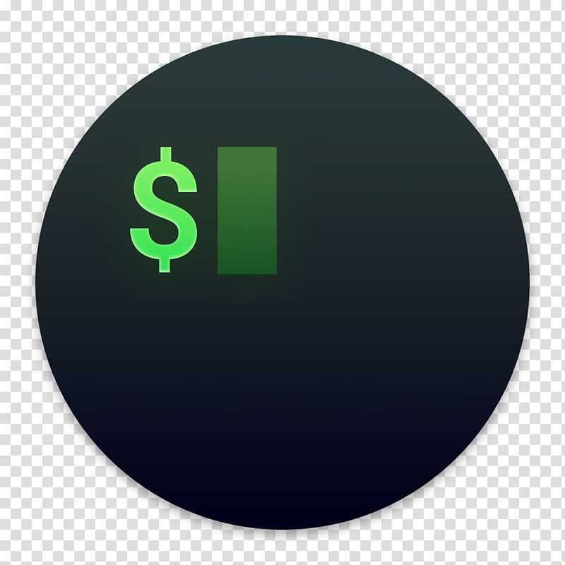 Clay OS  A macOS Icon, iTerm, black background with $ text overlay transparent background PNG clipart