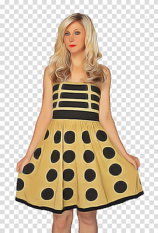 Polka dot, Clothing, White, Dress, Yellow, Day Dress, Aline, Cocktail Dress transparent background PNG clipart