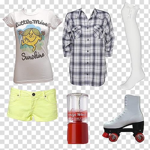Sweety Girl Look Objects, assorted-color apparels and white inline skate screenshot transparent background PNG clipart