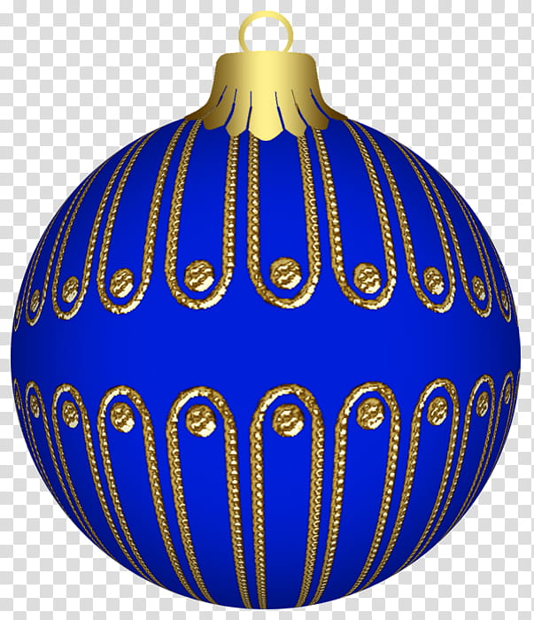 blue balls, blue and gold-color Christmas bauble art transparent background PNG clipart
