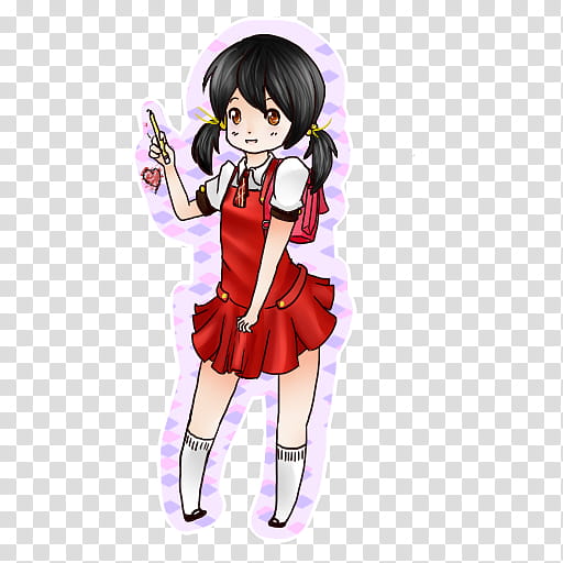Kaai Yuki Keychain, woman wearing red uniform transparent background PNG clipart