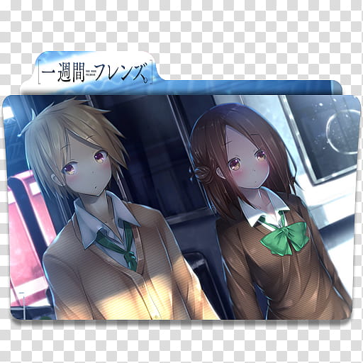 anime icon  blonde haired male and brown haired female