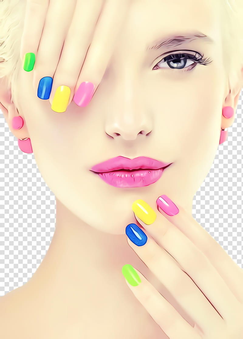 face skin lip nail beauty, Watercolor, Paint, Wet Ink, Cheek, Nail Care, Nose, Nail Polish transparent background PNG clipart
