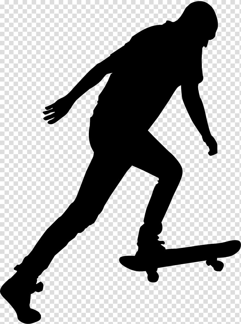 Skateboard Skateboarding, Black White M, Knee, Human, Silhouette, Shoe, Line, Behavior transparent background PNG clipart