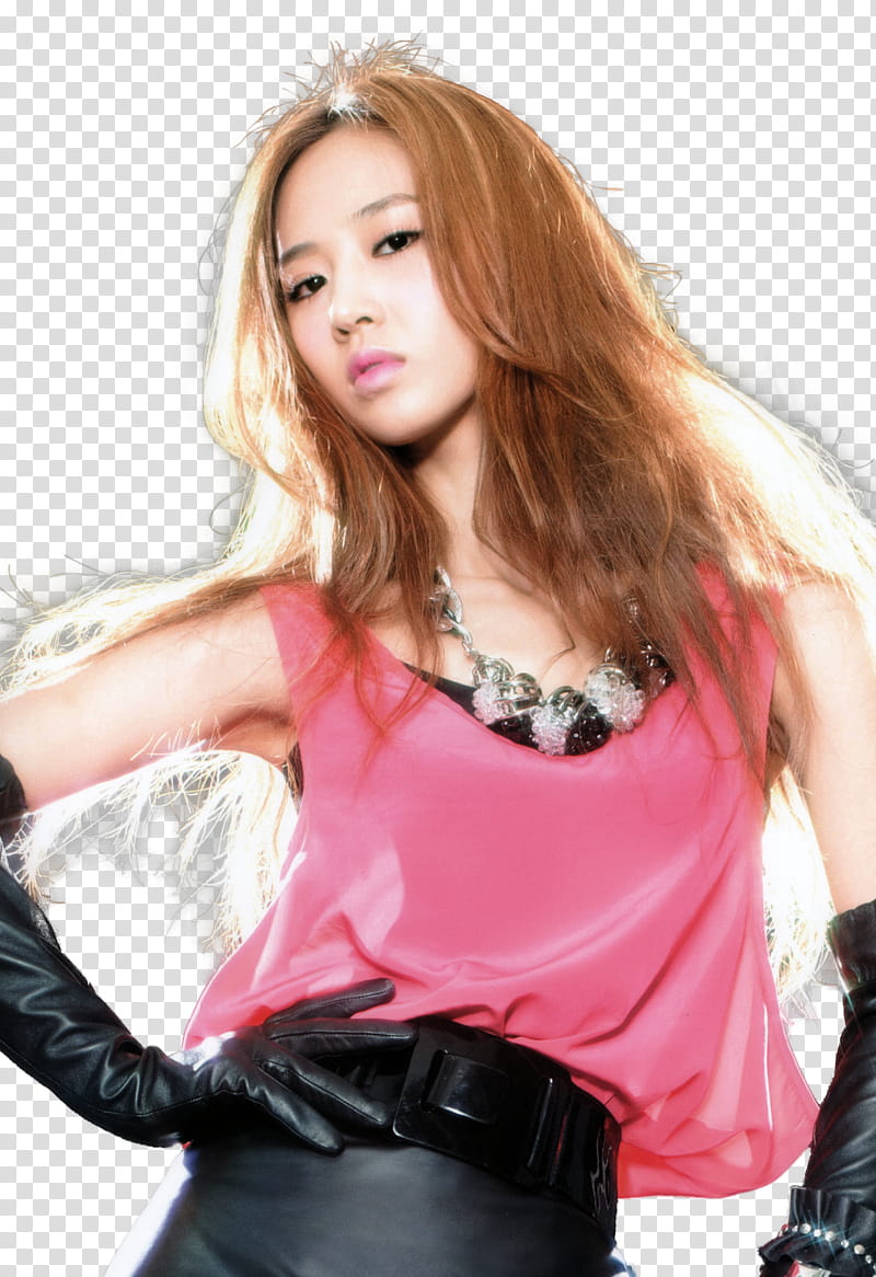 Girls Generation SNSD, woman wearing pink sleeveless top and black leather gloves transparent background PNG clipart